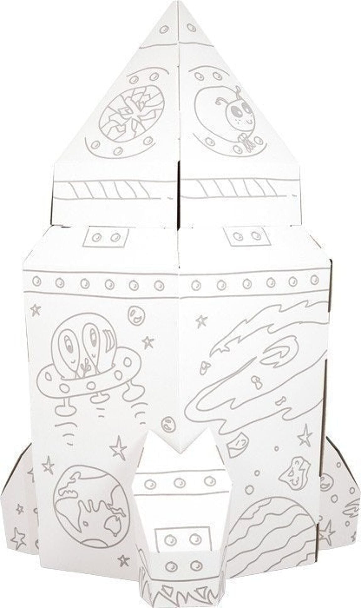 Magnifique fusée en carton pour enfants à monter et à dessiner