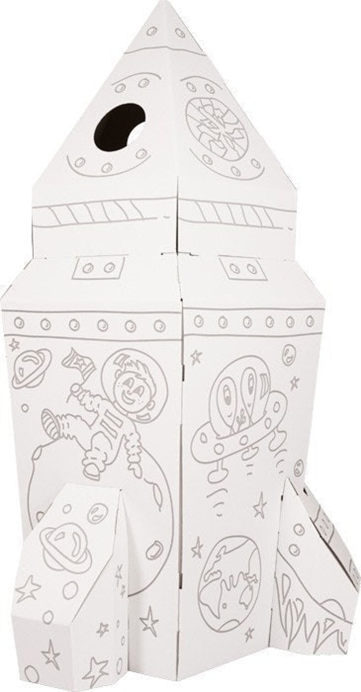 Magnifique fusée en carton pour enfants à monter et à dessiner