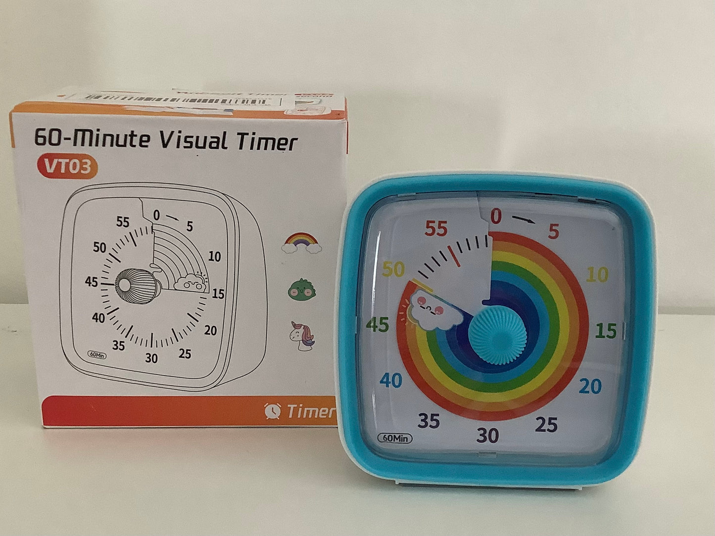 Minuteur visuel pour enfants (timer) Bleu Arc-en-ciel