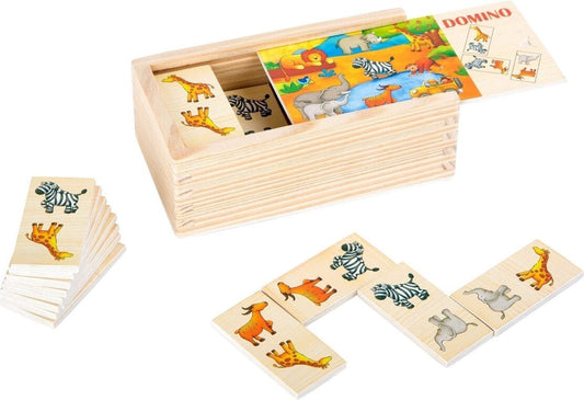 Domino animaux de la jungle : jeu amusant et éducatif pour enfants en bois