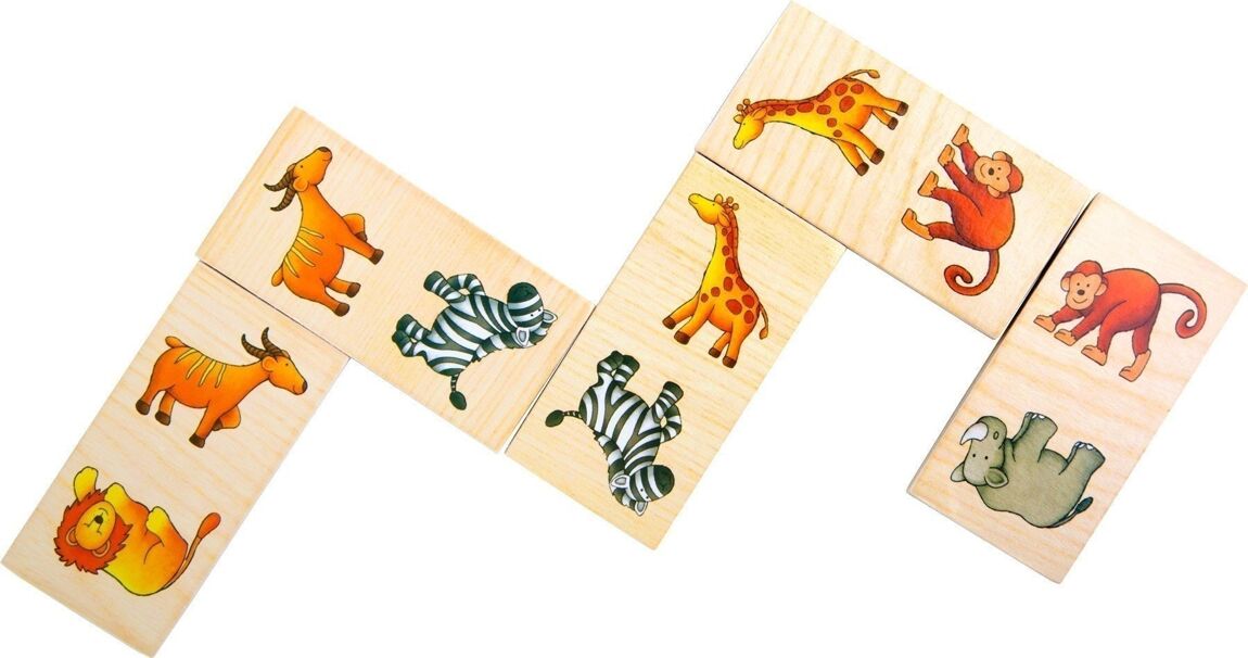 Domino animaux de la jungle : jeu amusant et éducatif pour enfants en bois