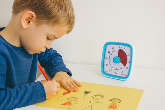 Minuteur visuel pour enfants (timer) bleu fond rouge