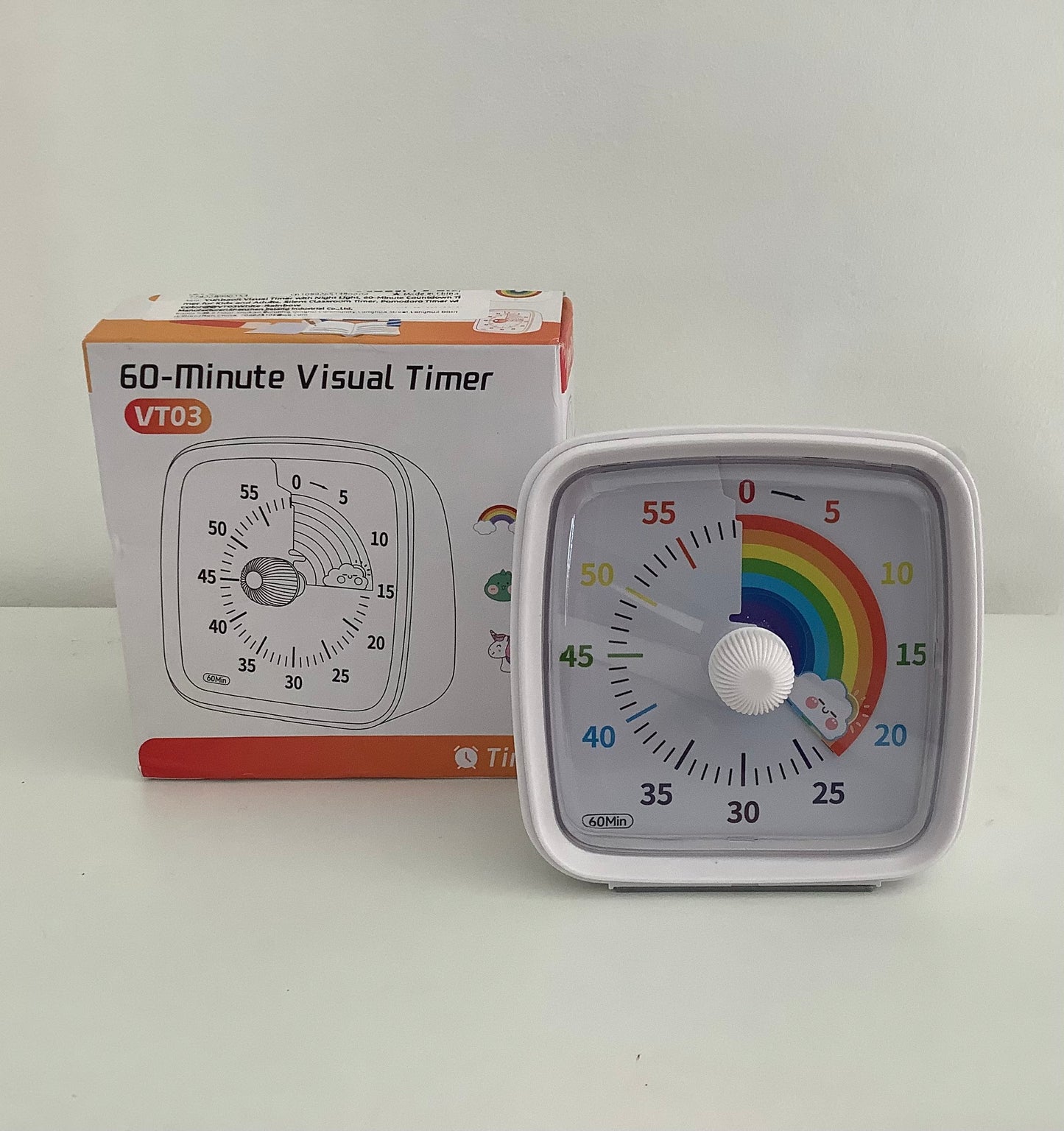 Minuteur visuel pour enfants (timer) Blanc fond Arc-en-ciel