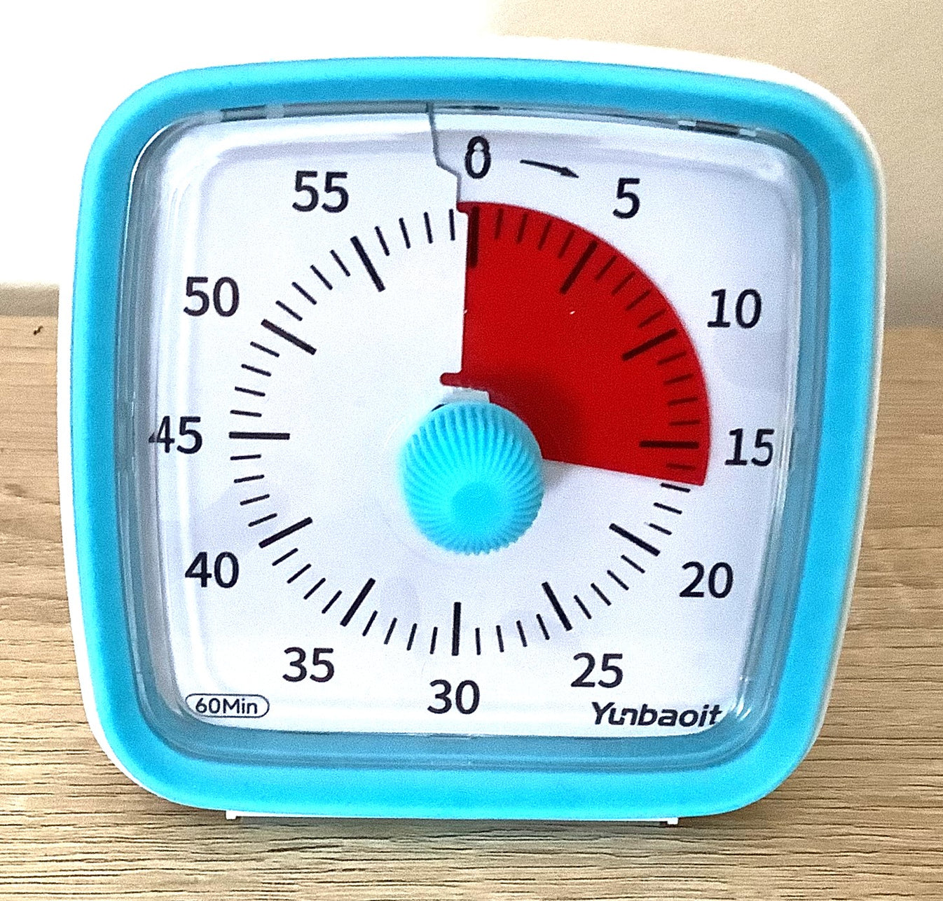 Minuteur visuel pour enfants (timer) bleu fond rouge