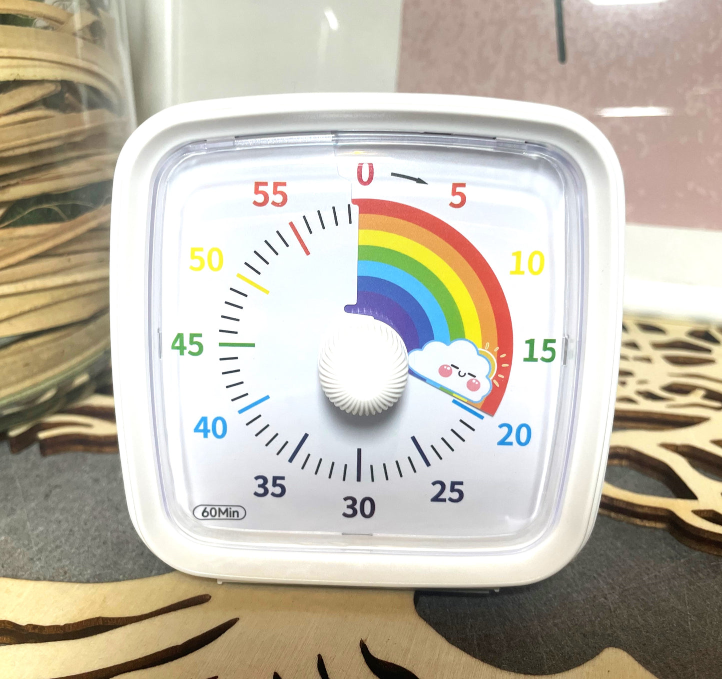 Minuteur visuel pour enfants (timer) Blanc fond Arc-en-ciel