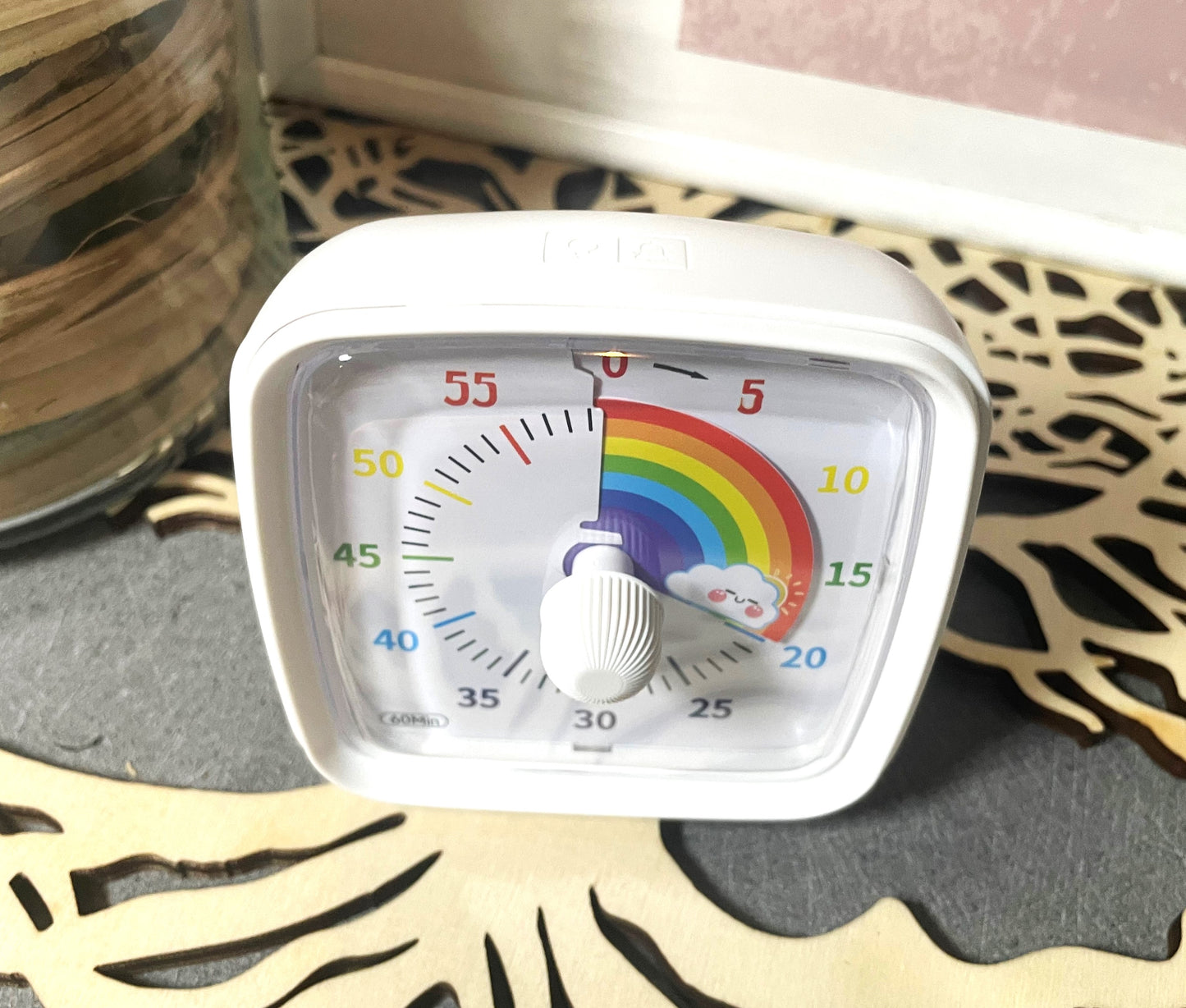 Minuteur visuel pour enfants (timer) Blanc fond Arc-en-ciel