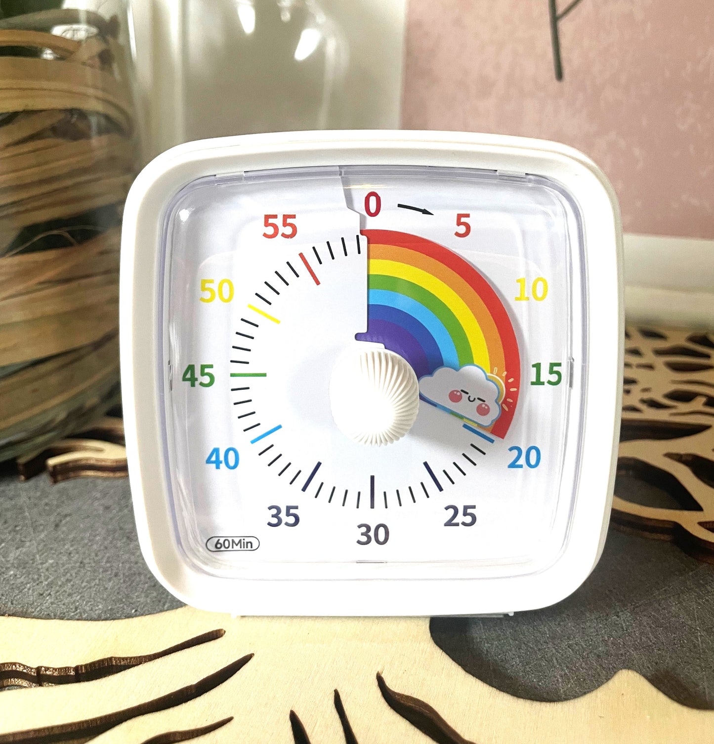 Minuteur visuel pour enfants (timer) Blanc fond Arc-en-ciel