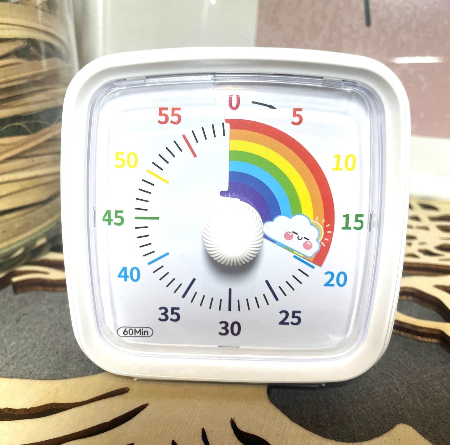 Minuteur visuel pour enfants (timer) Blanc fond Arc-en-ciel