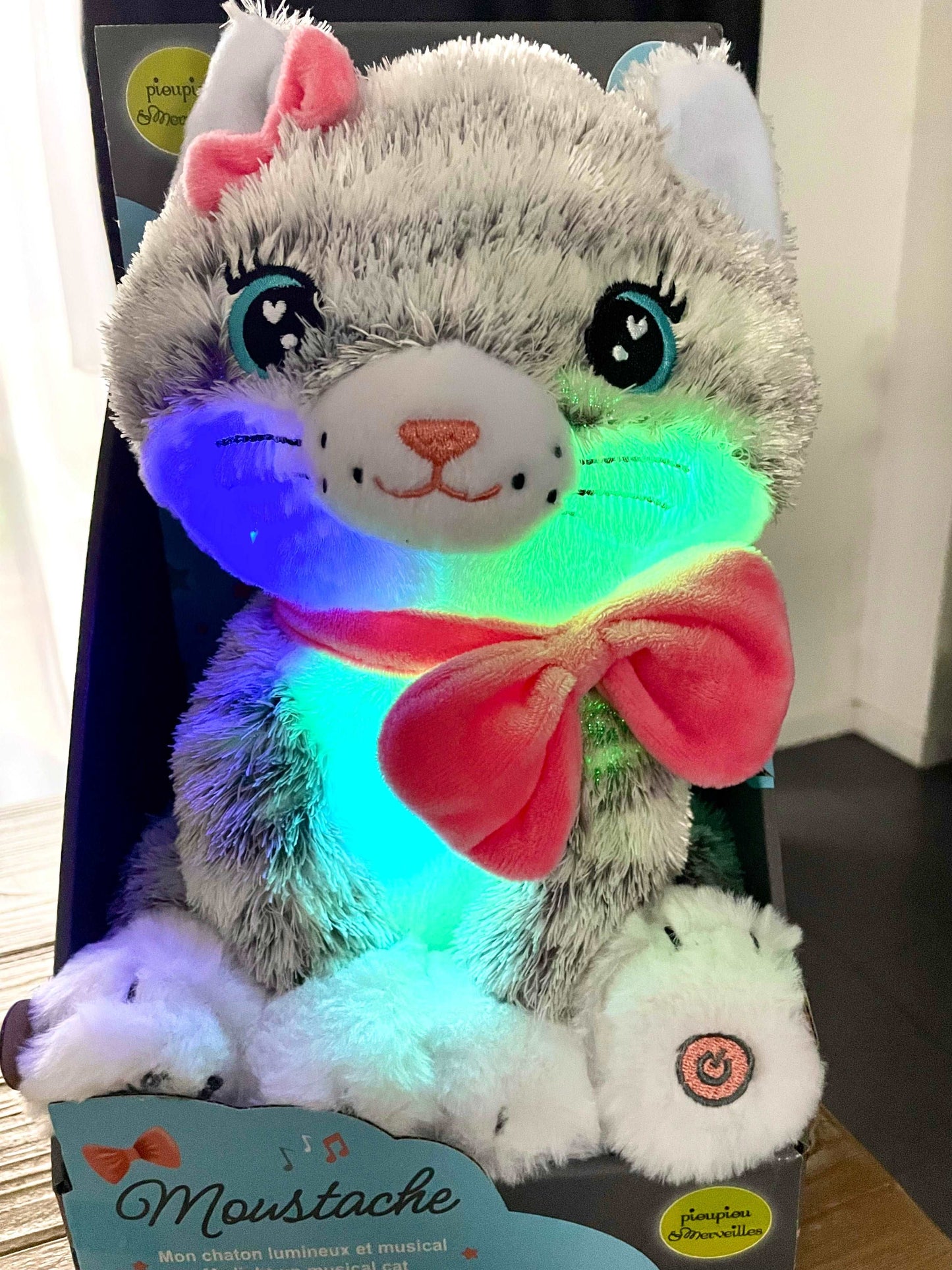 Veilleuse peluche Moustache - Mon chaton lumineux et musical - 28cm SENSIKIDS