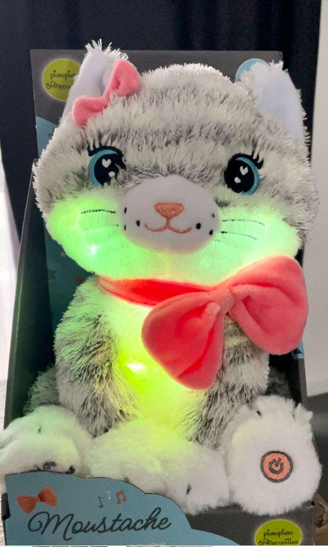 Veilleuse peluche Moustache - Mon chaton lumineux et musical - 28cm SENSIKIDS