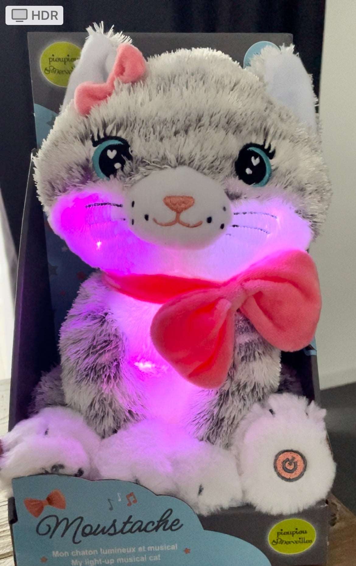 Veilleuse peluche Moustache - Mon chaton lumineux et musical - 28cm SENSIKIDS