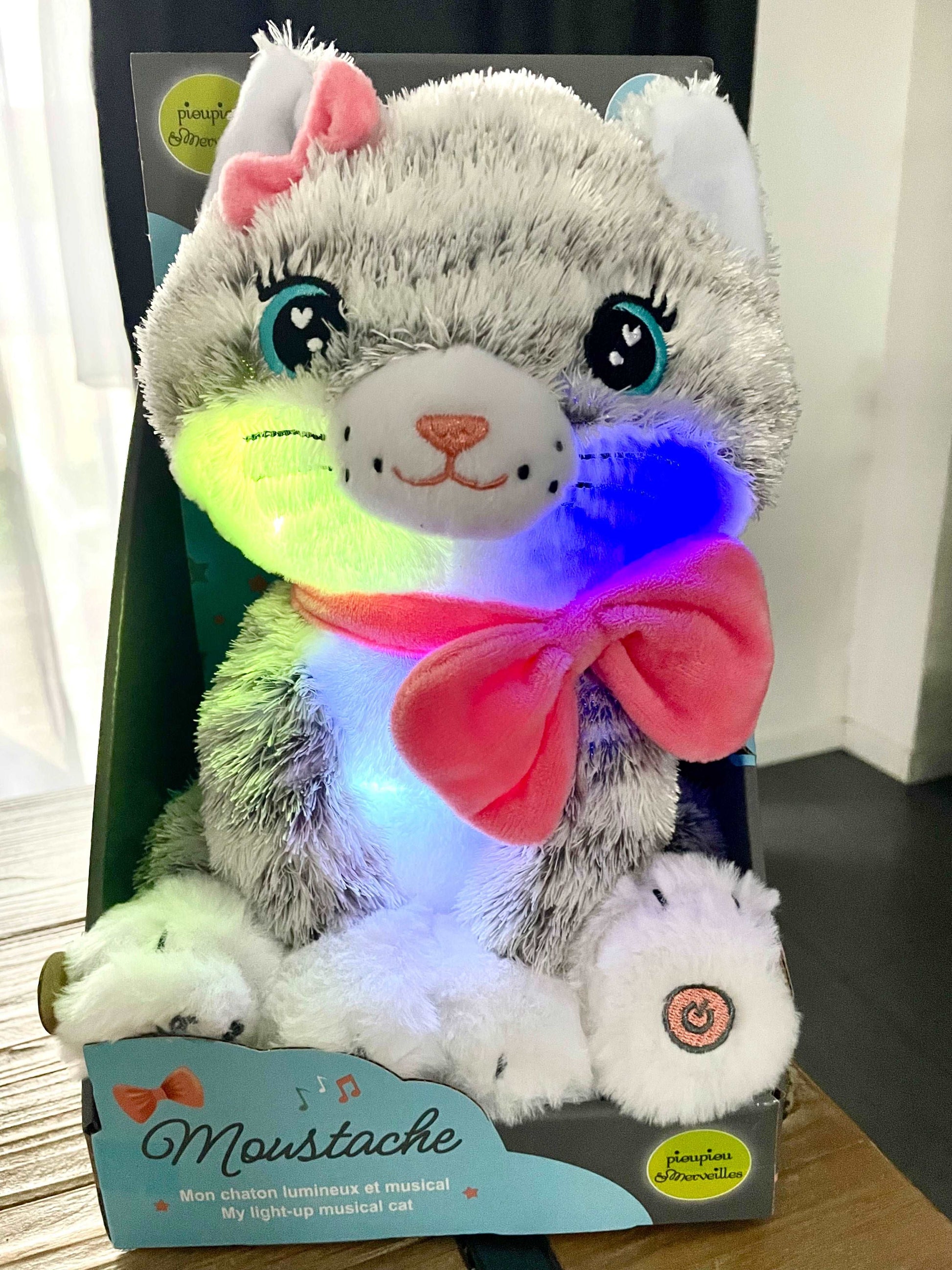 Veilleuse peluche Moustache - Mon chaton lumineux et musical - 28cm SENSIKIDS